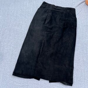 Vintage Lord and Taylor black suede midi skirt